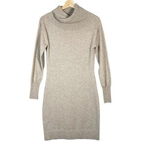 Banana Republic 100% Cashmere Sweater Dress S Oatmeal Funnel Neck Long Sleeve